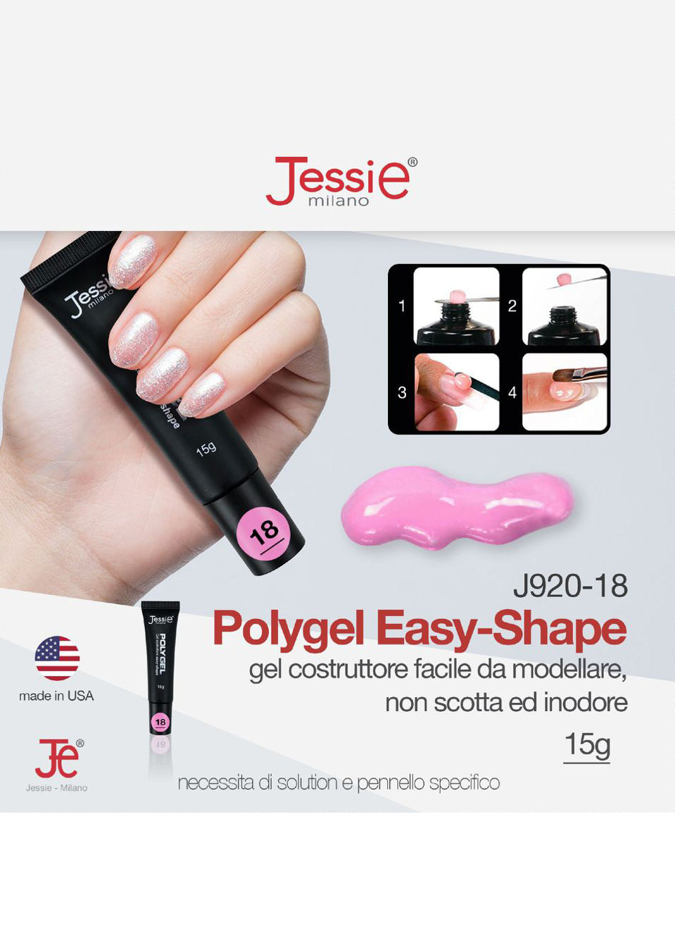 Polygel Gel Costruttore Fucsia Semitrasparente 15g – Easy Shape, Delicato, UV/LED