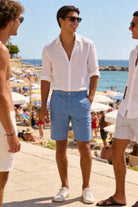 Bermuda Uomo Cotone Elasticizzato Slim Fit Turchese Estivi Casual - 7902