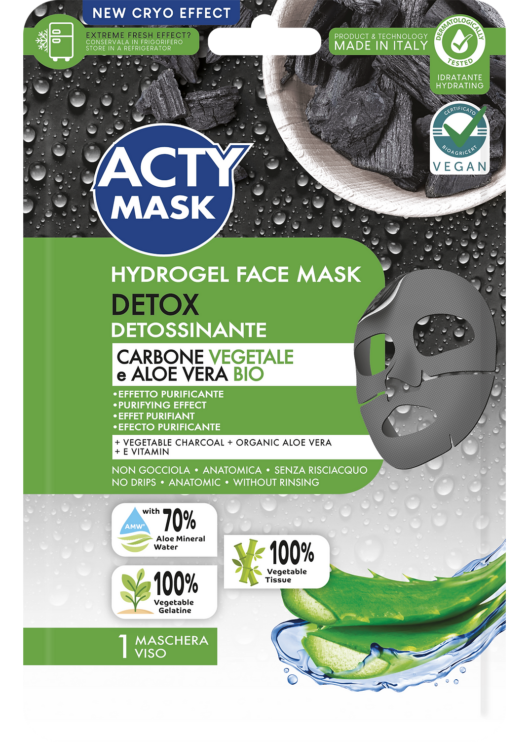 Maschera Viso con Carbone Vegetale e Aloe Vera BIO