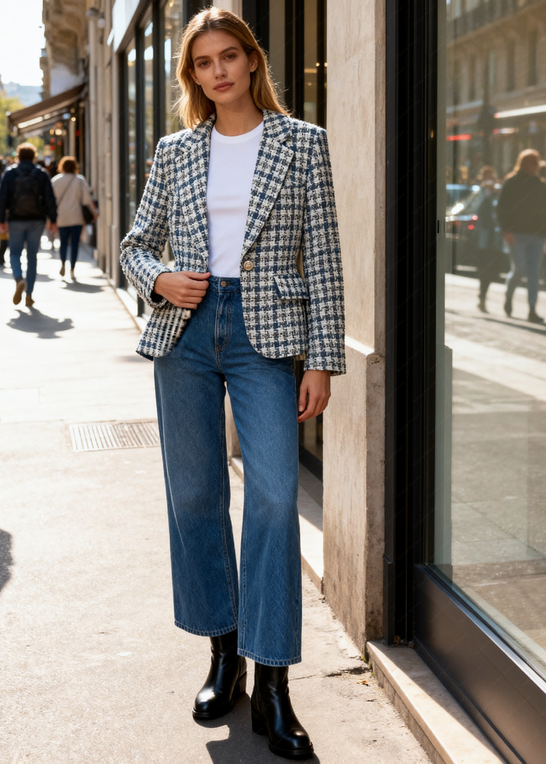 Giacca Blazer Donna Tweed a Quadri - Stile Chanel Elegante 16195