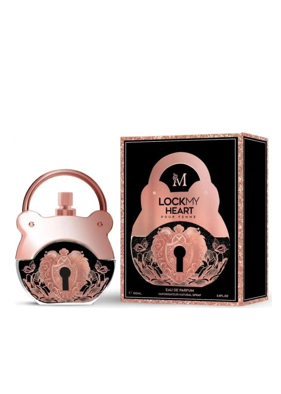 LOCK MY HEART Eau de Parfum Donna 100ml – Flacone a Forma di Lucchetto, Profumo Floreale Fruttato 100ml