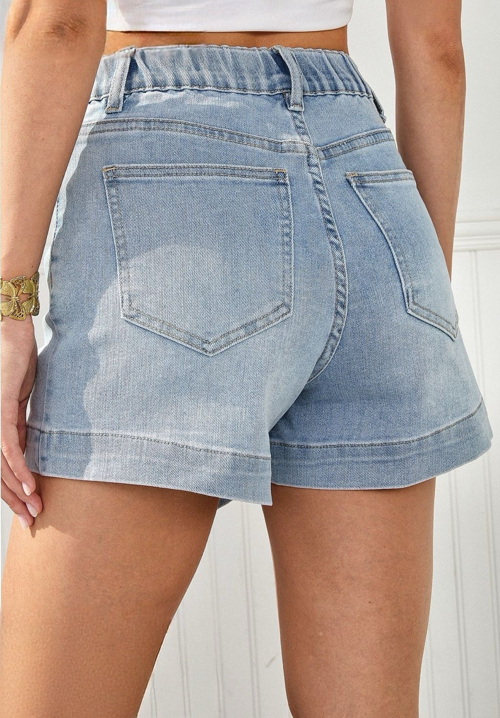 Gonna Pantaloncino Donna – Denim Vita Alta Design Incrociato 5076