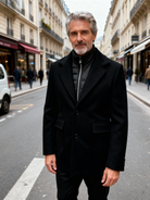 Cappotto Uomo con Pettorina Removibile – Lana e Poliestere | Sartoria Italiana 116M Nero