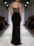 Abito Lungo da Gala con Corsetto Gioiello e Spacco Alto 512127