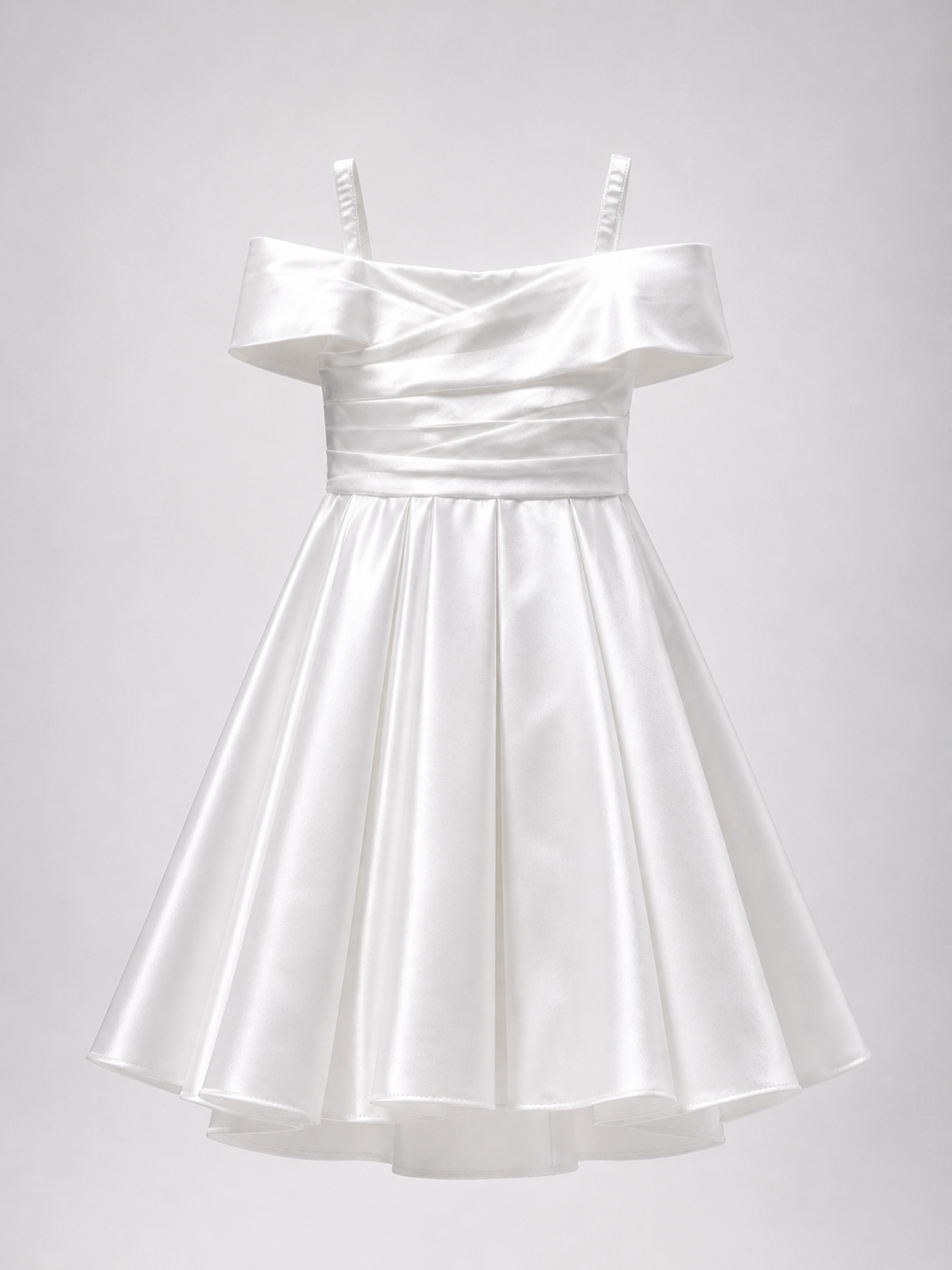Vestito Ragazza Elegante Off Shoulder Effetto Taffetà Principessa