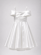 Vestito Ragazza Elegante Off Shoulder Effetto Taffetà Principessa
