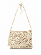 Borsa Macramè Donna Estate 2026 | Borsa Tracolla Intrecciata Boho Chic con Cerniera 202457 Beige Chiaro Dimensioni: 28 × 21 × 1 cm