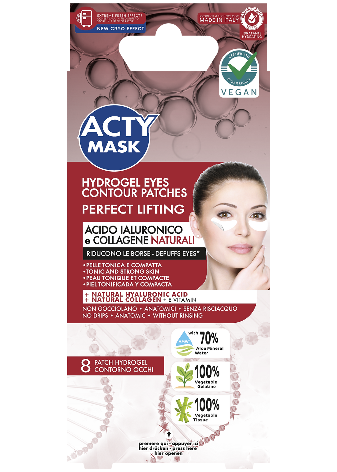 Patch Contorno Occhi Lifting con Acido Ialuronico e Collagene Naturale