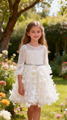Abito Comunione Bambina Champagne in Tulle con Paillettes – 2–16 Anni- 8541 -TheOne