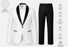 Abito Uomo Cerimonia Bianco Brillantinato Slim Fit con Rever in Raso 2 Pezzi