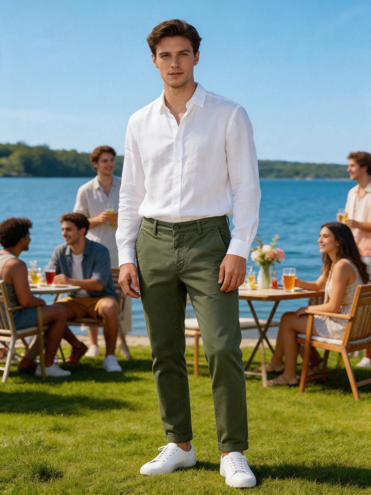 Pantaloni Chino Uomo in Cotone Elasticizzato Slim Fit 44-54 203