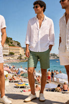 Bermuda Uomo Cotone Elasticizzato Slim Fit Turchese Estivi Casual - 7902