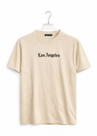 T-Shirt Uomo Los Angeles – Stampa Gotica Made in Italy Beige