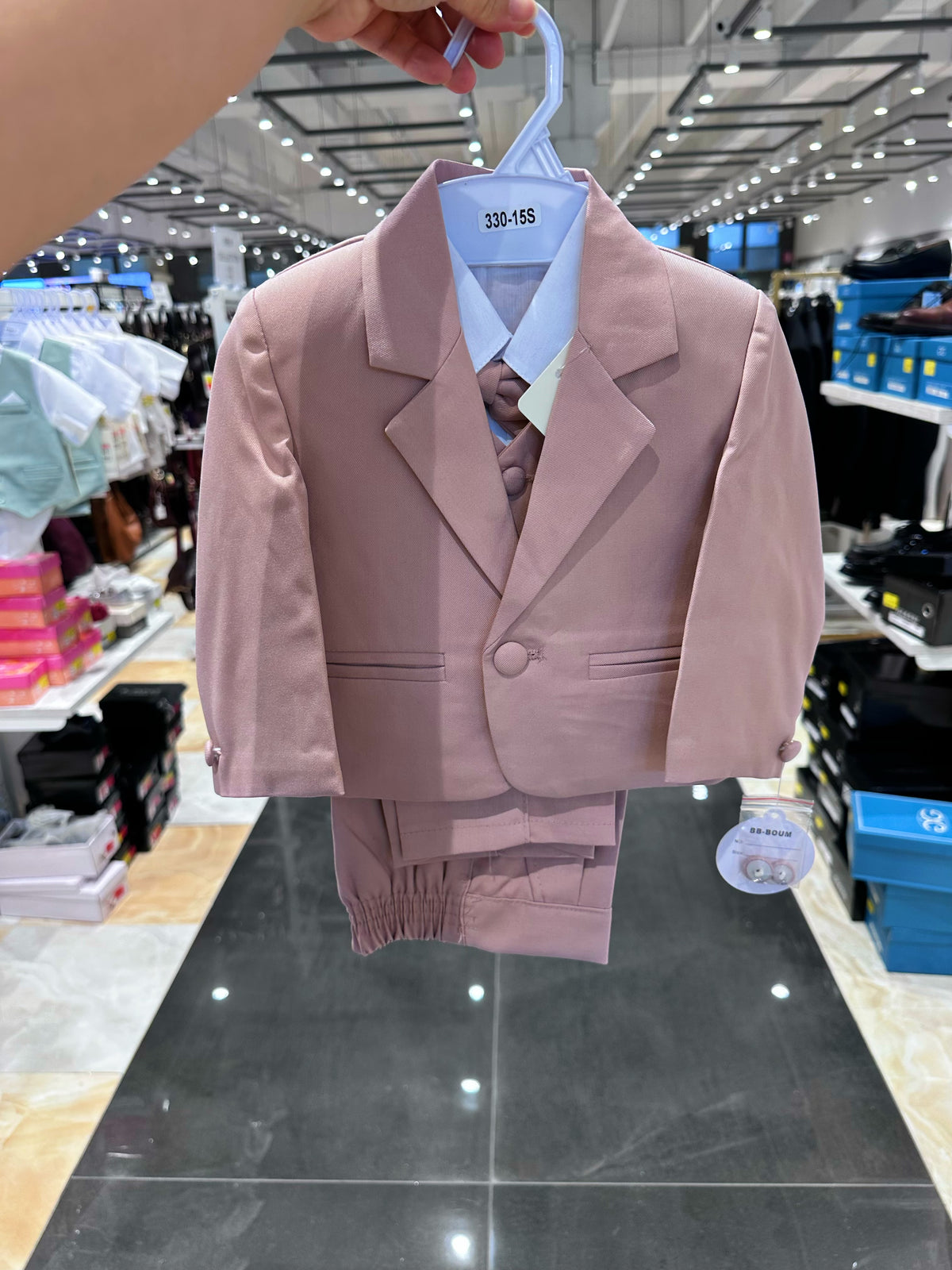 Abito Completo Bambino 5 Pezzi Cerimonia 3-36 Mesi A17 Rosa 100% Poliestere