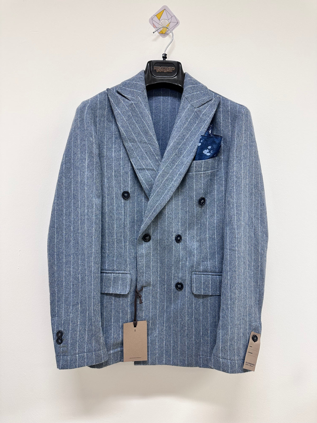Di Lorenzo Sartoria Italiana | Giacca Doppiopetto LUNA NS | Gessato Azzurro | Tg. 48-58
