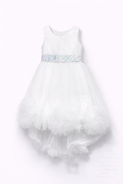 Abito da Cerimonia Bambina Bianco a Sirena in Tulle – 2-14 Anni | Battesimo, Comunione, Damigella 22012-TheOne Ferrara