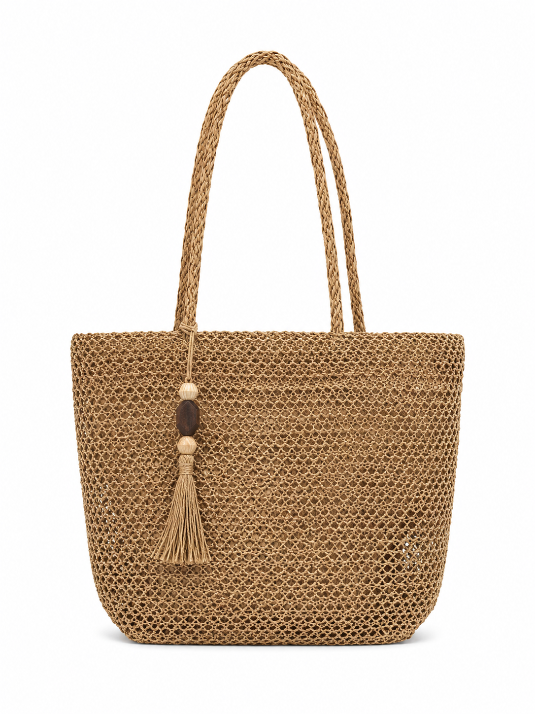 Borsa Tote Intrecciata Donna Estate 2026 | Shopper Mare Elegante Grande Capacità Marrone L 42 × A 37 × P 10 cm