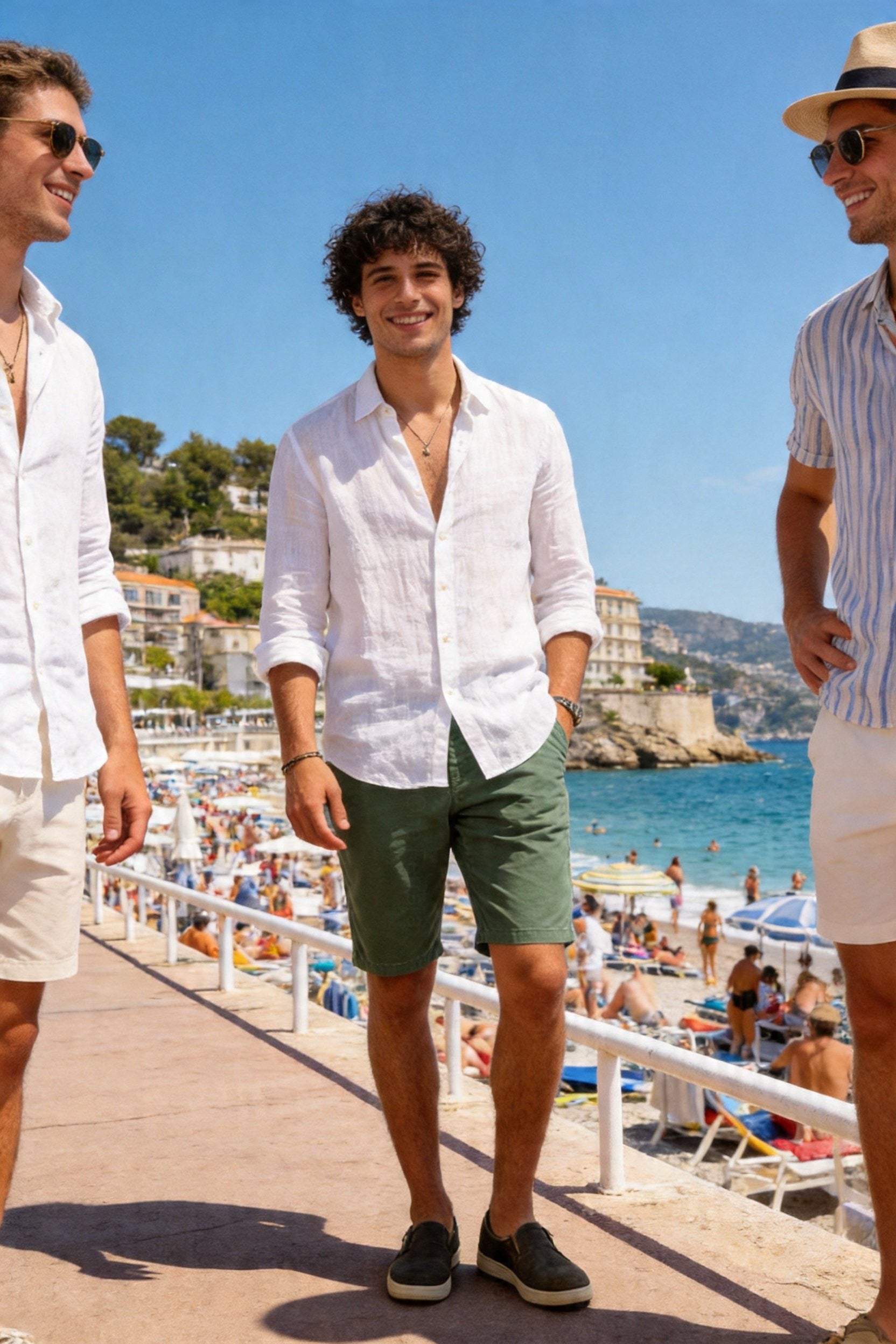 Bermuda Uomo Cotone Elasticizzato Slim Fit Turchese Estivi Casual - 7902