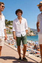 Bermuda Uomo Cotone Elasticizzato Slim Fit Turchese Estivi Casual - 7902