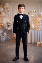 Completo elegante 5 pezzi per bambino 4–16 anni Giacca, gilet, camicia, pantaloni, papillon