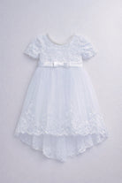 Abito Cerimonia Bambina Bianco in Pizzo e Tulle Comunione, Damigella, Festa 4-14 Anni 3637-TheOne