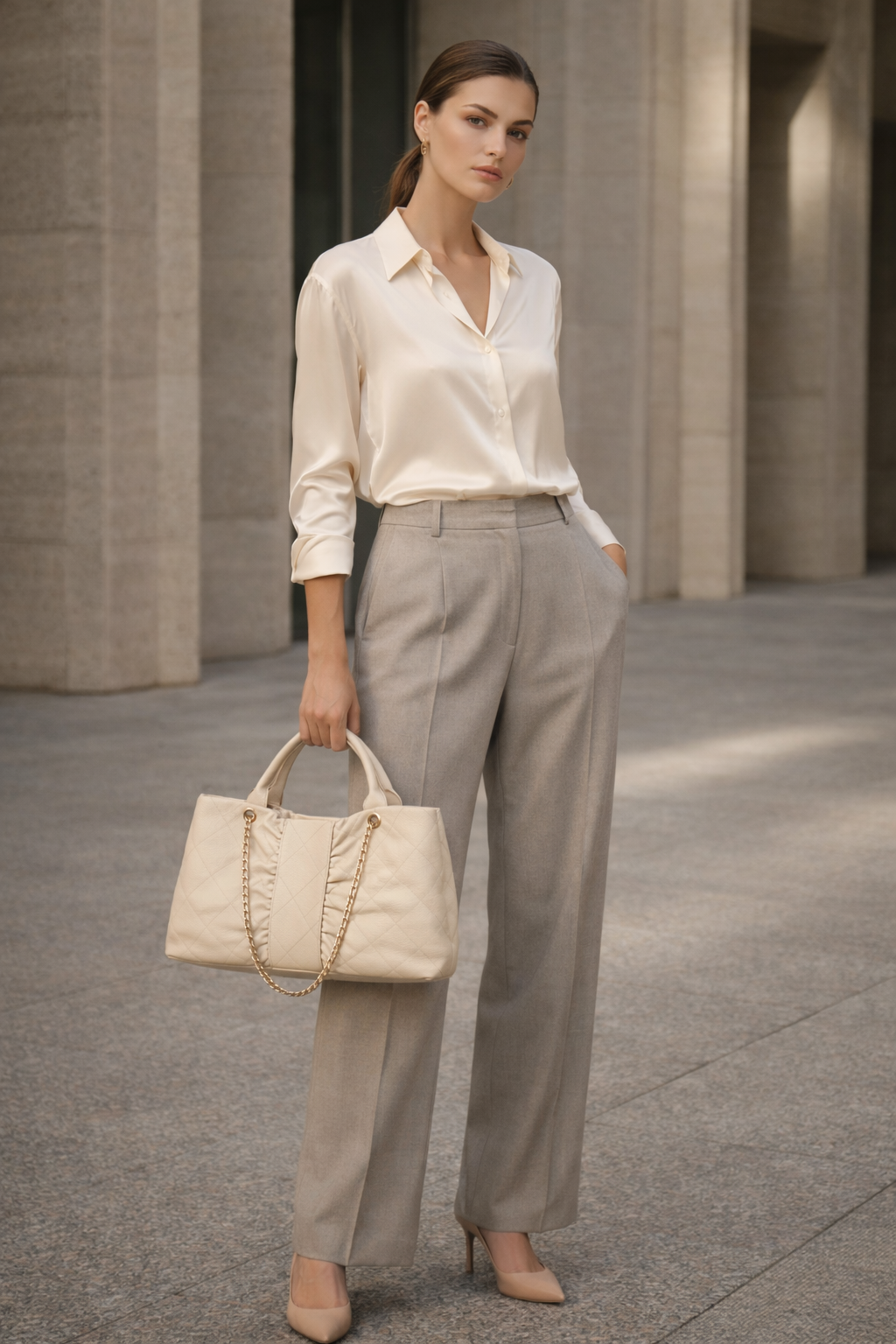 Borsa Donna Trapuntata Grande con Catena Oro – Shopper Elegante 41cm | Tote Spaziosa da Lavoro e Tempo Libero