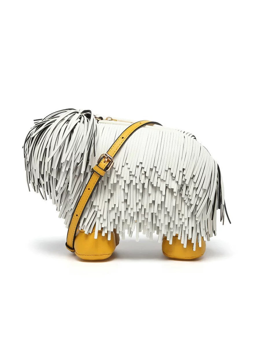 Borsa a forma di cagnolino｜Borsa a tracolla creativa e carina｜Accessorio alla moda per ragazze Bianco