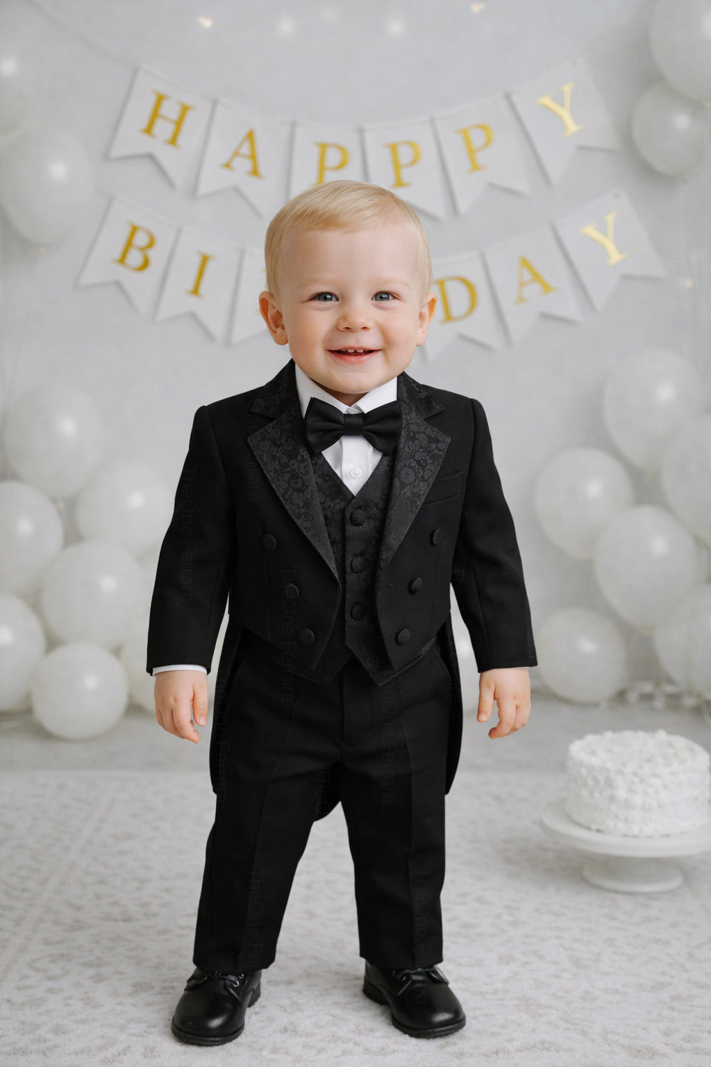 Frac neonato bianco è panna 3-36 mesi | Completo elegante cerimonia Nero 100% Poliestere