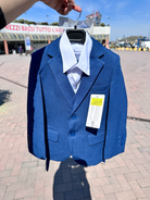 Completo Elegante Bambino Blu Classico 5 Pezzi Abito Cerimonia Matrimonio Comunione 1-16 Anni