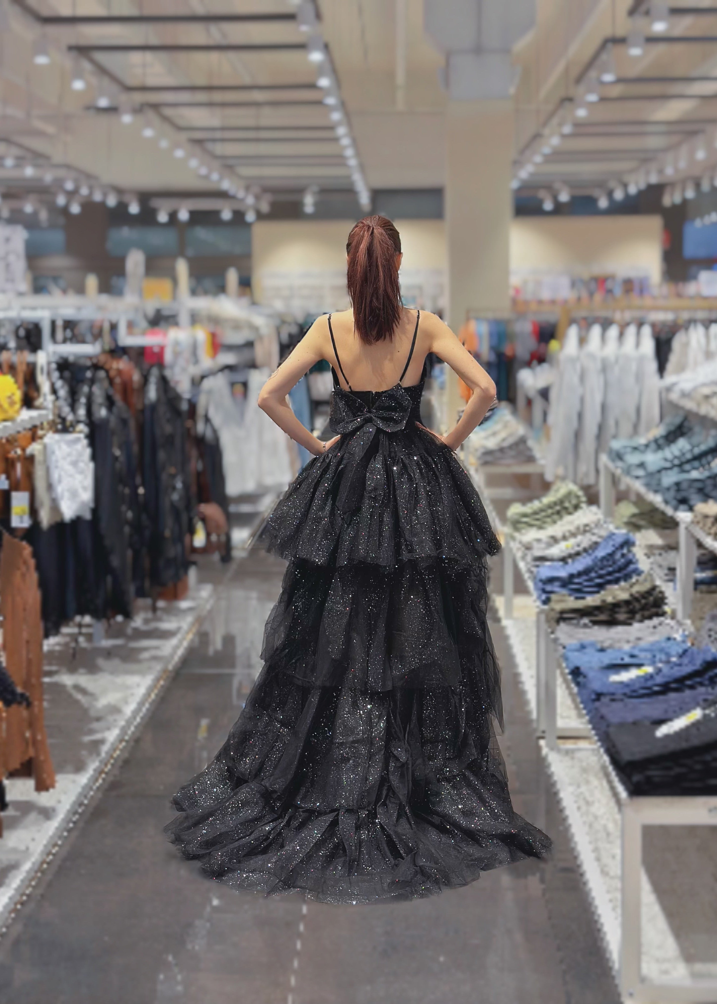 Luxury Convertible Black Evening Dress – 2-in-1 High-Low Gown