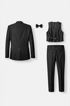 Smoking Uomo Nero 4 Pezzi (Giacca 1 Bottone + Gilet + Pantaloni + Papillon) – Slim Fit 300-1-TheOne Ferrara