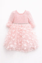 Abito da Cerimonia Bambina Rosa con Tulle e Farfalle 3D 8541 2-16Anni-TheOne