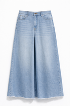 Jeans Donna Palazzo a Gamba Extra Larga – Pantaloni Denim Morbidi Effetto Gonna 1980 Denim Blue