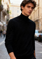 Maglione Uomo Collo Alto - Dolcevita Merino Autunno Inverno ct-008 Nero