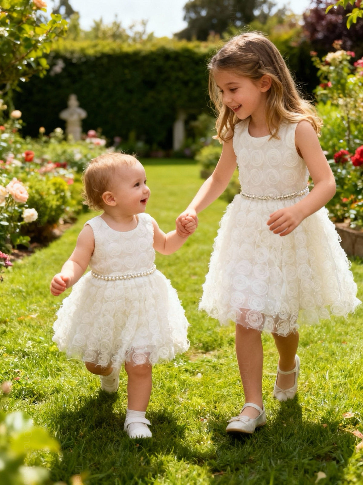 Abito da Principessa Champagne - Vestito Elegante per Neonata (6mesi - 12 anni）