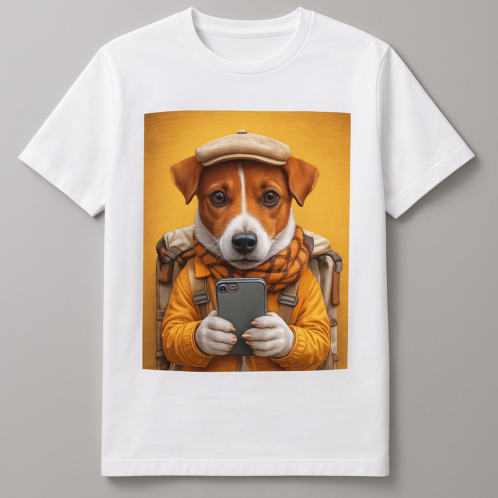 Maglietta Uomo con Cane Divertente | T-shirt Viaggiatore Cotone 2025 White 100%cotton