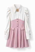 Abito Donna Elegante con Effetto Corsetto e Gonna Plissettata Camicia Strutturata Chic 89859