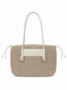 Borsa Donna Intrecciata con Manici in PU | Shopper Estiva Elegante 2026 Beige Chiaro L × A × P: 41 × 23 × 6 cm