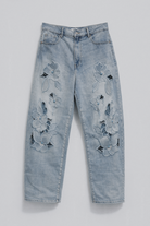 Jeans Donna Wide Leg Ricamati – Pantaloni Denim Morbidi a Gamba Larga 2068 Denim Blue