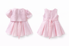Abito Cerimonia Bambina con Bolero e Fiore – Vestito Elegante Rosa Cipria in Tessuto Strutturato Luminoso per Comunione, Matrimonio e Festa 1-6 anni