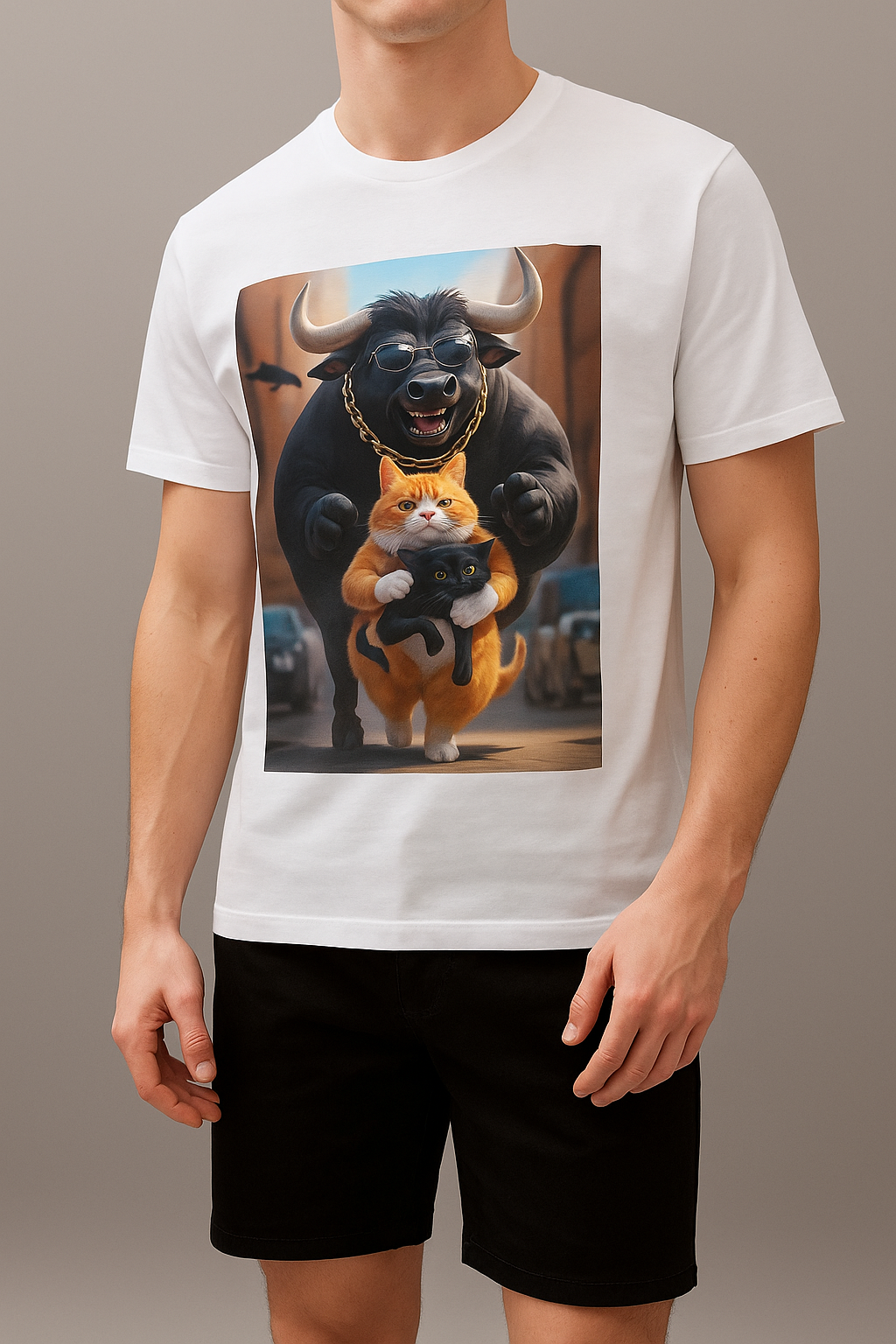 Maglietta Uomo con Stampa Animali Divertenti | Streetwear 2025 White 100%cotton