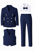 Abito da Cerimonia Bambino 1–16 Anni – Smoking Elegante Blu con Papillon-TheOne
