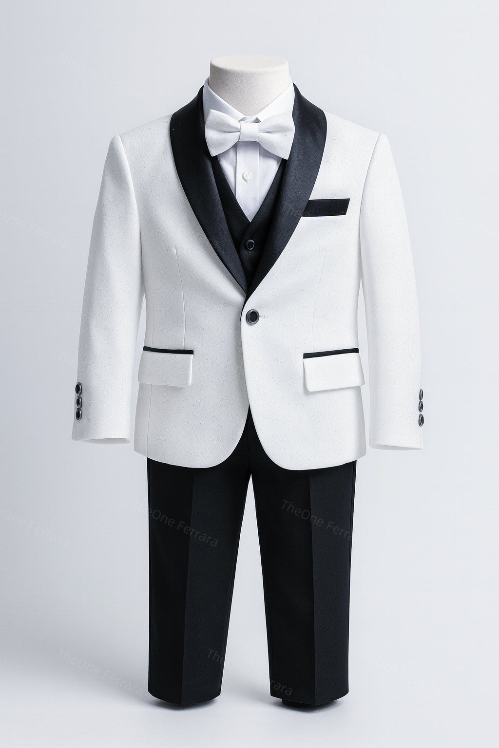 Completo elegante bambino bianco e nero 5 pezzi | 1-16 anni