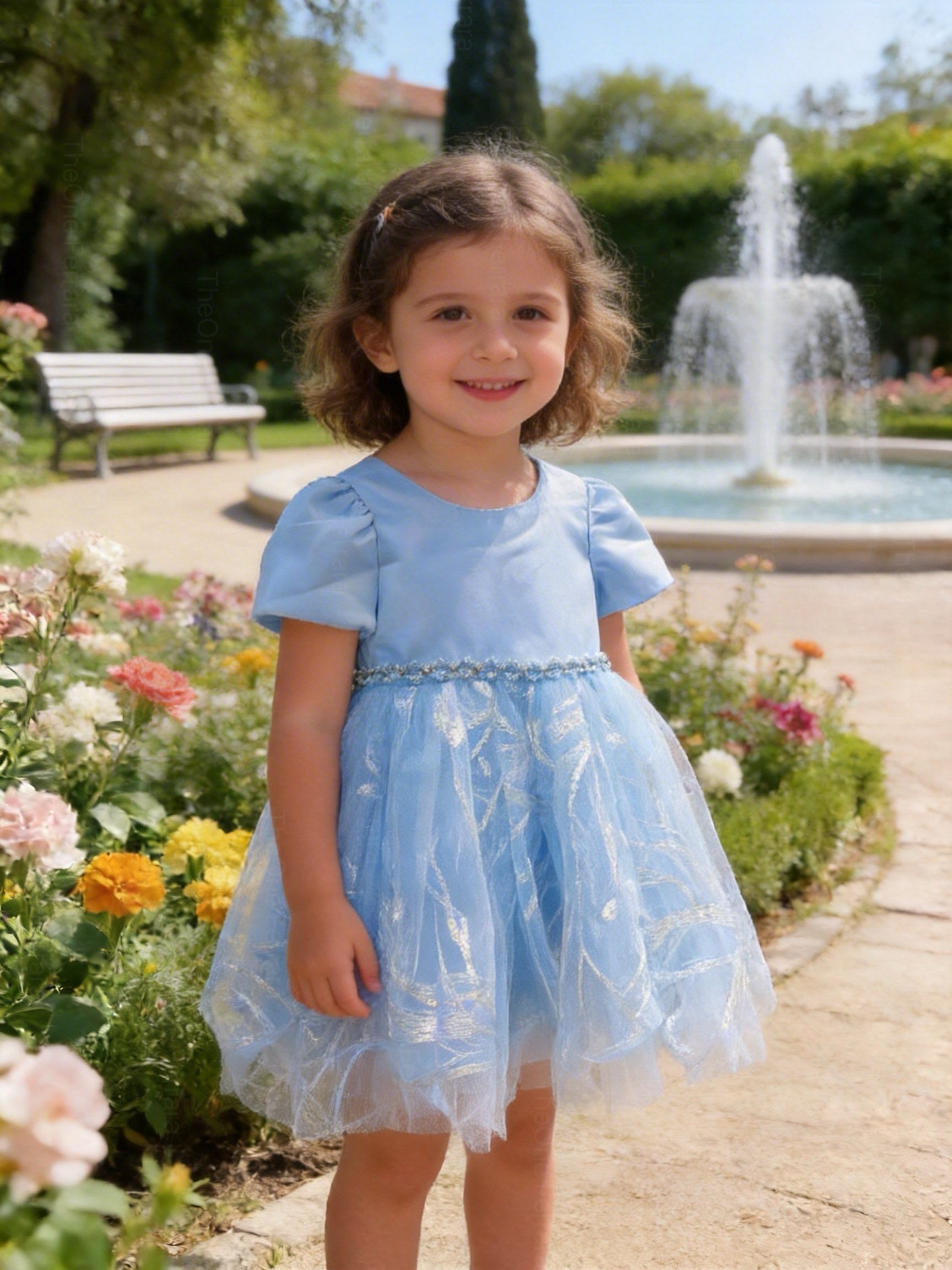 Vestito azzurro principessa bambina 3M–36M Cerimonia, Festa, Compleanno, Damigella。tiktok