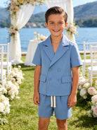 Completo Bambino Cerimonia 2 Pezzi con Giacca a Maniche Corte e Pantaloncini | 4-14 Anni