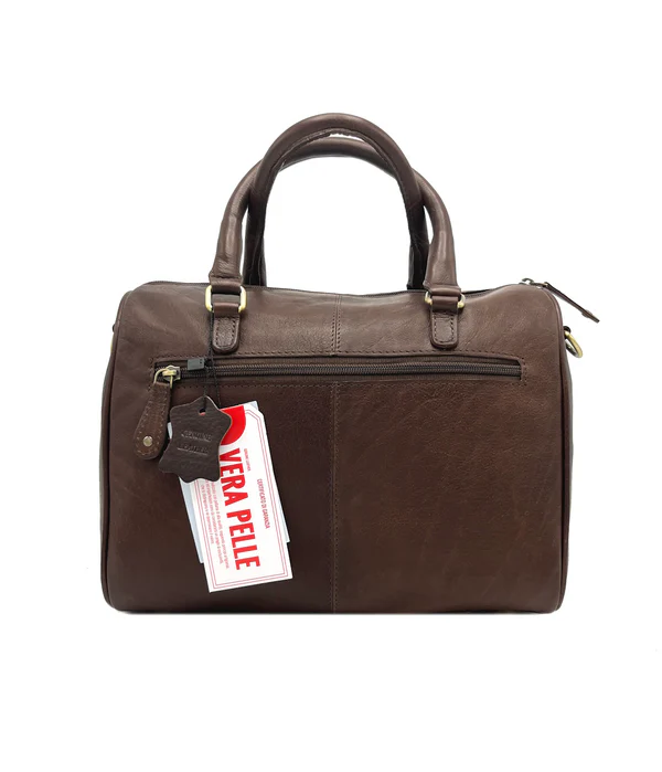 Borsa da Lavoro e Viaggio in Vera Pelle, Doppia Maniglia e Tracolla, Made in Italy – Basile Caffe 28*20*15