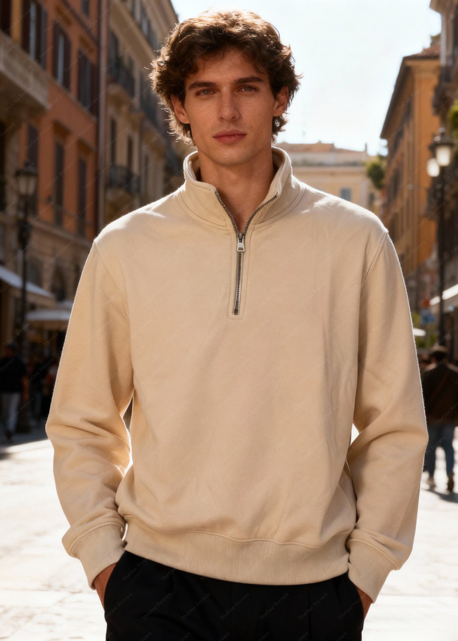 Felpa Unisex con Mezza Zip Foderata in Pile - Pullover Caldo Invernale