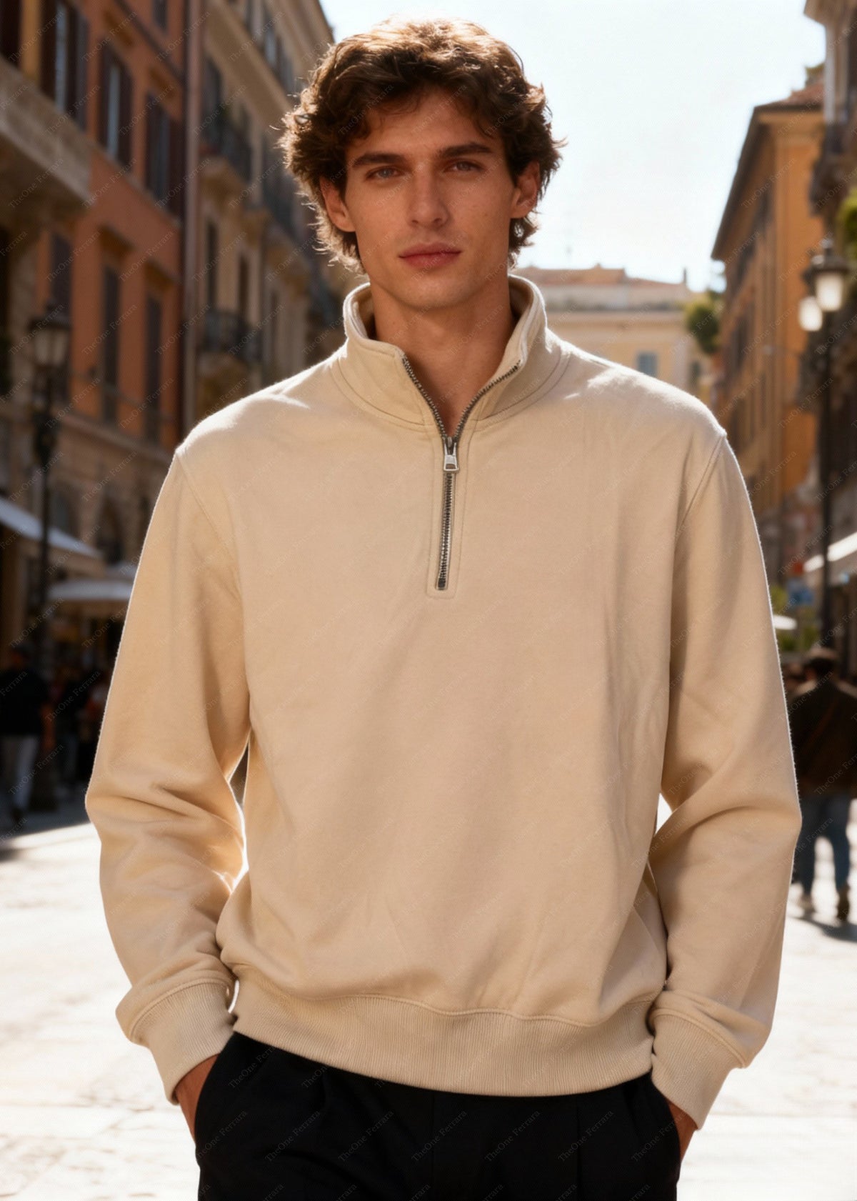Felpa Unisex con Mezza Zip Foderata in Pile - Pullover Caldo Invernale