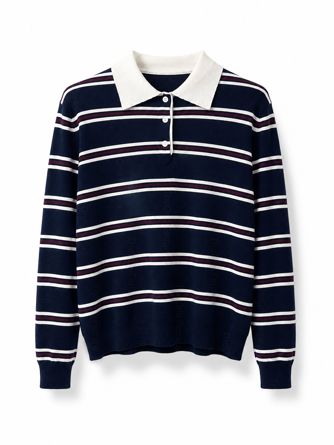 Maglia Polo Donna a Righe con Colletto e Bottoni 69048 Blu navy taglia unica 45-60kg