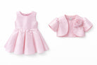Abito Cerimonia Bambina con Bolero e Fiore – Vestito Elegante Rosa Cipria in Tessuto Strutturato Luminoso per Comunione, Matrimonio e Festa 1-6 anni Rosa Fodera: 100% poliestere